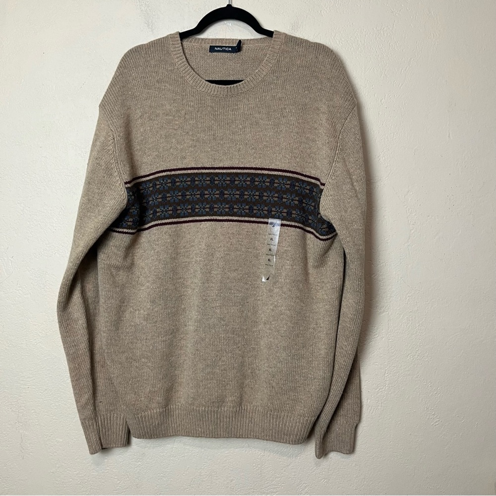 Nautica Men's Knitted 35% Wool Blend Pullover Casual Long‎ Sleeve Sweater XL